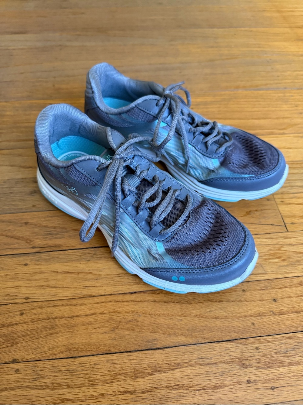 Ryka Women’s Size 7 Grey Blue Lace Up Athletic Walking Training Shoes